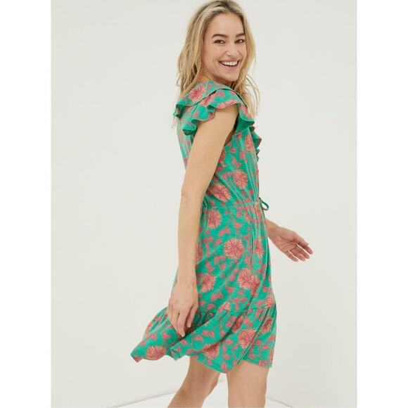 Fat Face Riley Bali green dress pink floral women’s 8 NWOT - Picture 3 of 10